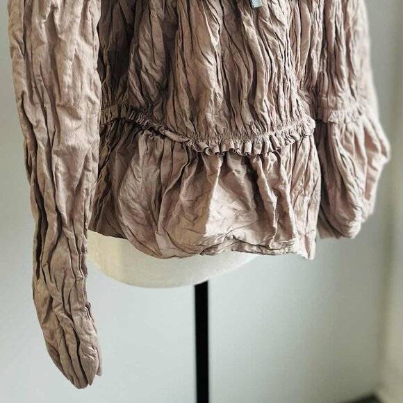 ZARA Woman Dusty Rose Crinkled Sculptural Tiered Jacket with Gathers – US M - Picture 2 of 10